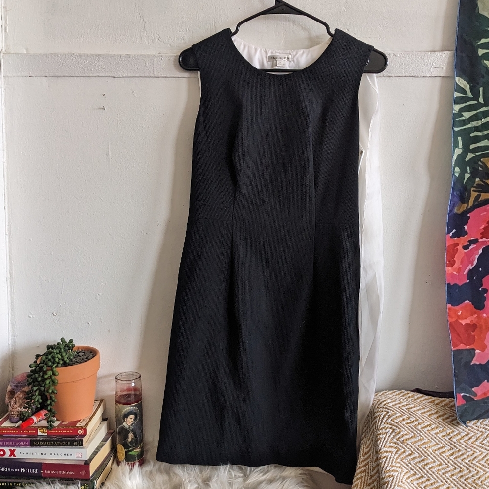 Paule Ka Dramatic Black & White Cape Dress